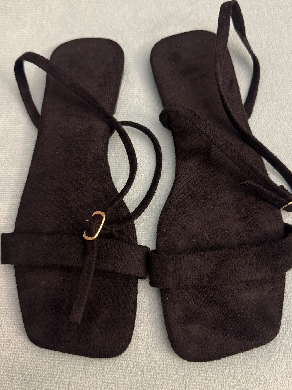 Black Strappy Square-Toe Women's Sandals